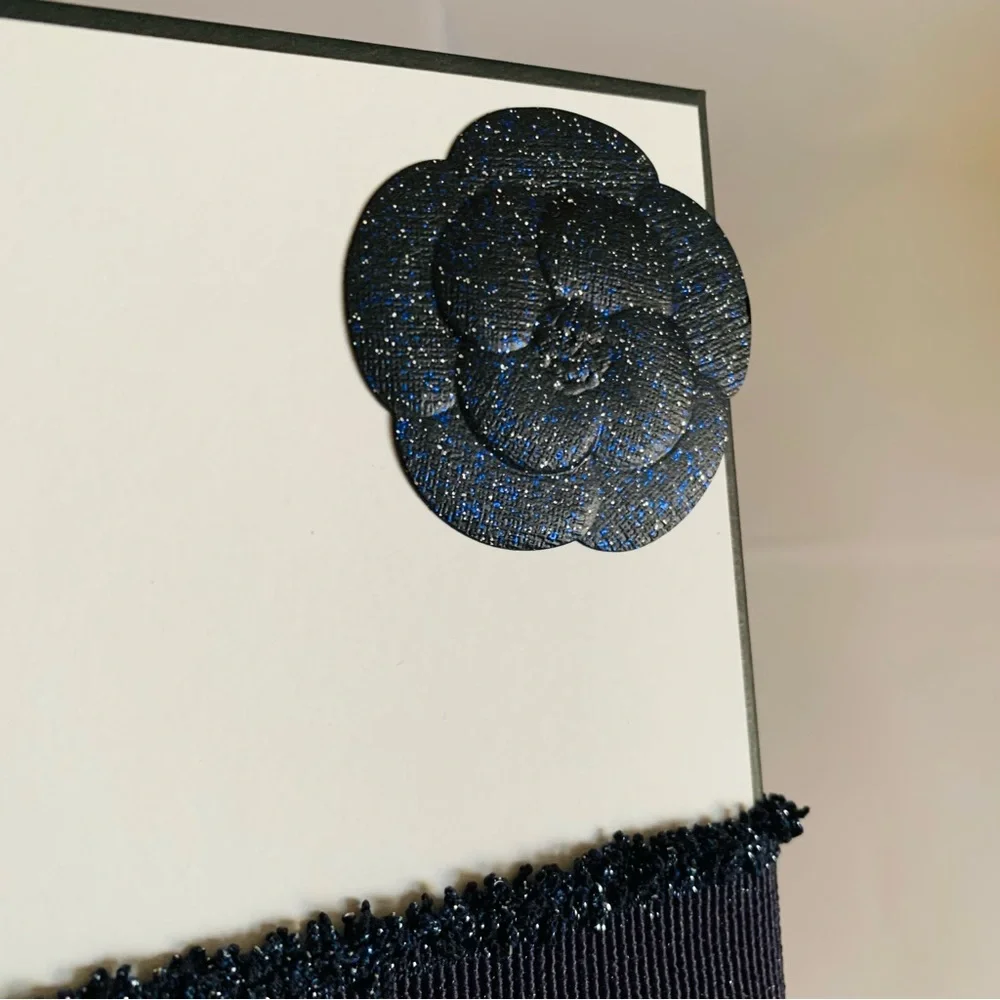 Chanel 2025 Holiday Gift Box w Camellia Navy Ribbon Card Envelope Luxury